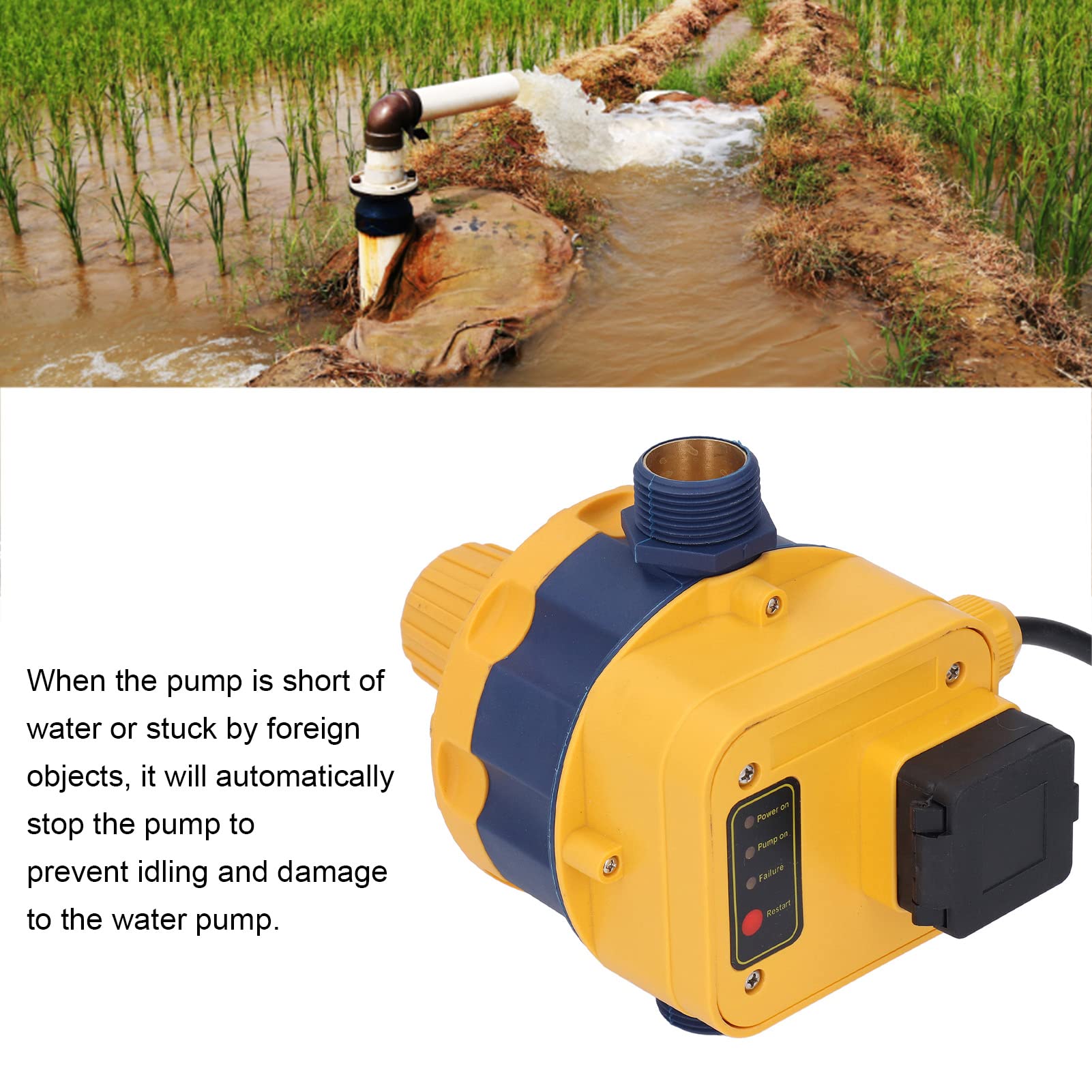 G1in Automatischer Wasserpumpen Druckschalter 1,5-3,0 bar Startdruck IP65 10A Elektronischer Druckregler für Selbstansaugende Pumpe, Strahlpumpe, Gartenpumpe(220-240v)