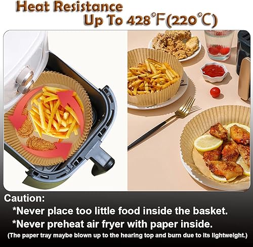 Miniatura 4 de BTONAS 7.9 pulgadas cuadrados para freidora de aire desechables de papel pergamino accesorios para freidora de aire sin blanquear, hojas