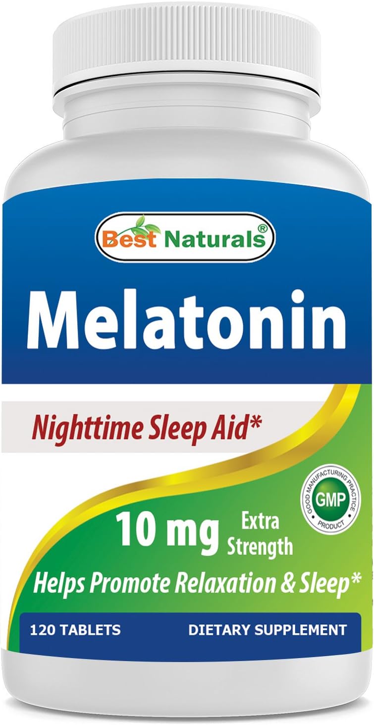 Best Naturals Melatonin 10mg (Non-GMO) Tablets – Helps Promote Relaxation & Sleep – 120 Count