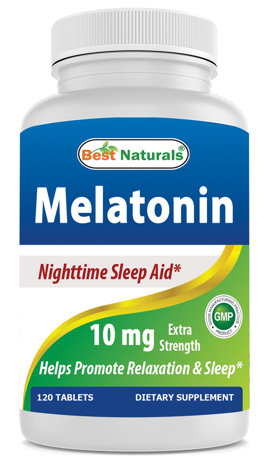 Tabletas de melatonina Best Naturals de 10 mg (sin OMG): ayudan a promover la relajación y el sueño - 120 unidades