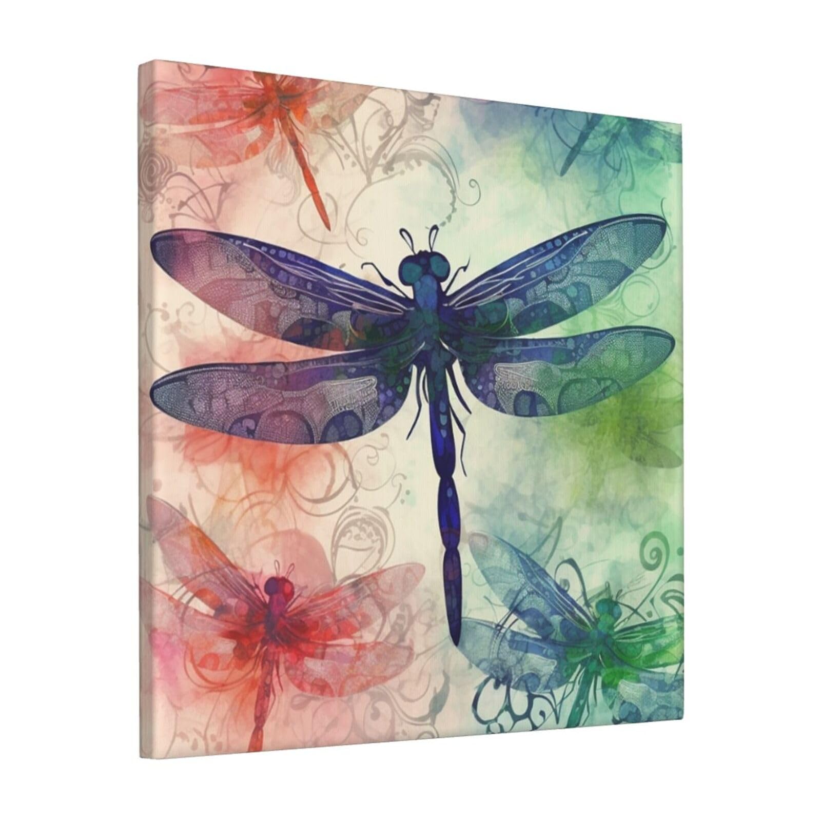 FodPand Modern dragonfly Canvas Wall Art for Living Room Wall Decor 12"x12" Modern Artwork Painting Pictures Hanging Canvas Prints Aesthetic Wall Art for Bedroom Bathroom Office Wallart Decor