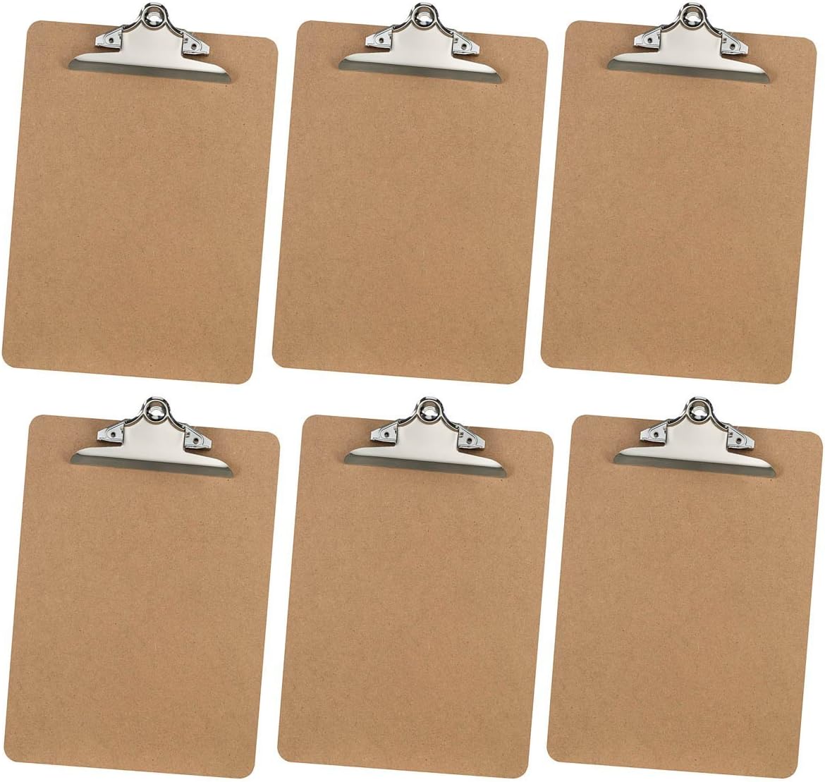 Letter Size Clipboard Pack 9" x 12.5" Hardboard Durable Clipboards (Pack of 6)