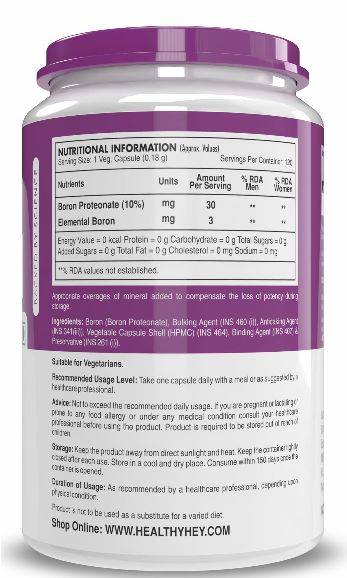 HealthyHey Nutrition Boron -Advanced Chelated - 120 Veggie Capsules - Gluten Free, Non-GMO 4