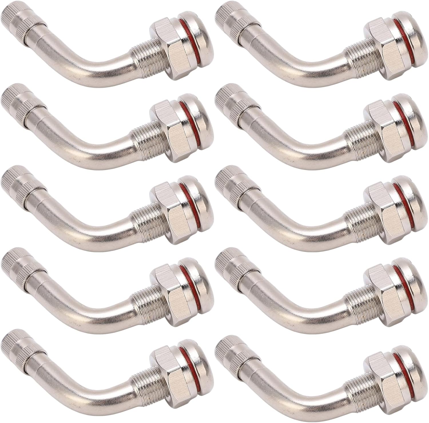 10 Pack TR543E Truck Tire Valve Stems Extension Clamp Heavy Duty 75 Degree Bend Clamp-in Tire Valve Stem Aluminum Wheels Fits 9.7mm Rim Hole Trucks Buses Motorcycle
