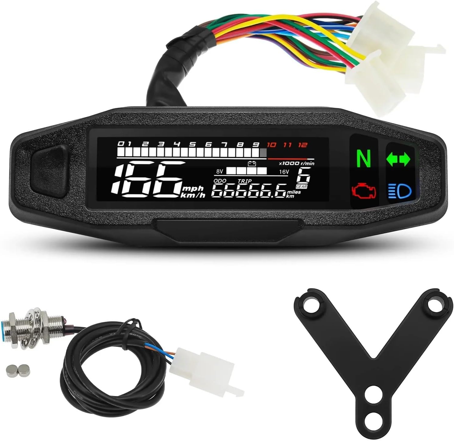 Motorbike Instrument Odometer Universal Motorcycle Speedometer Dashboard Oil Gauge Tachometer Digital Meters Sensor Set Odometer for KR200