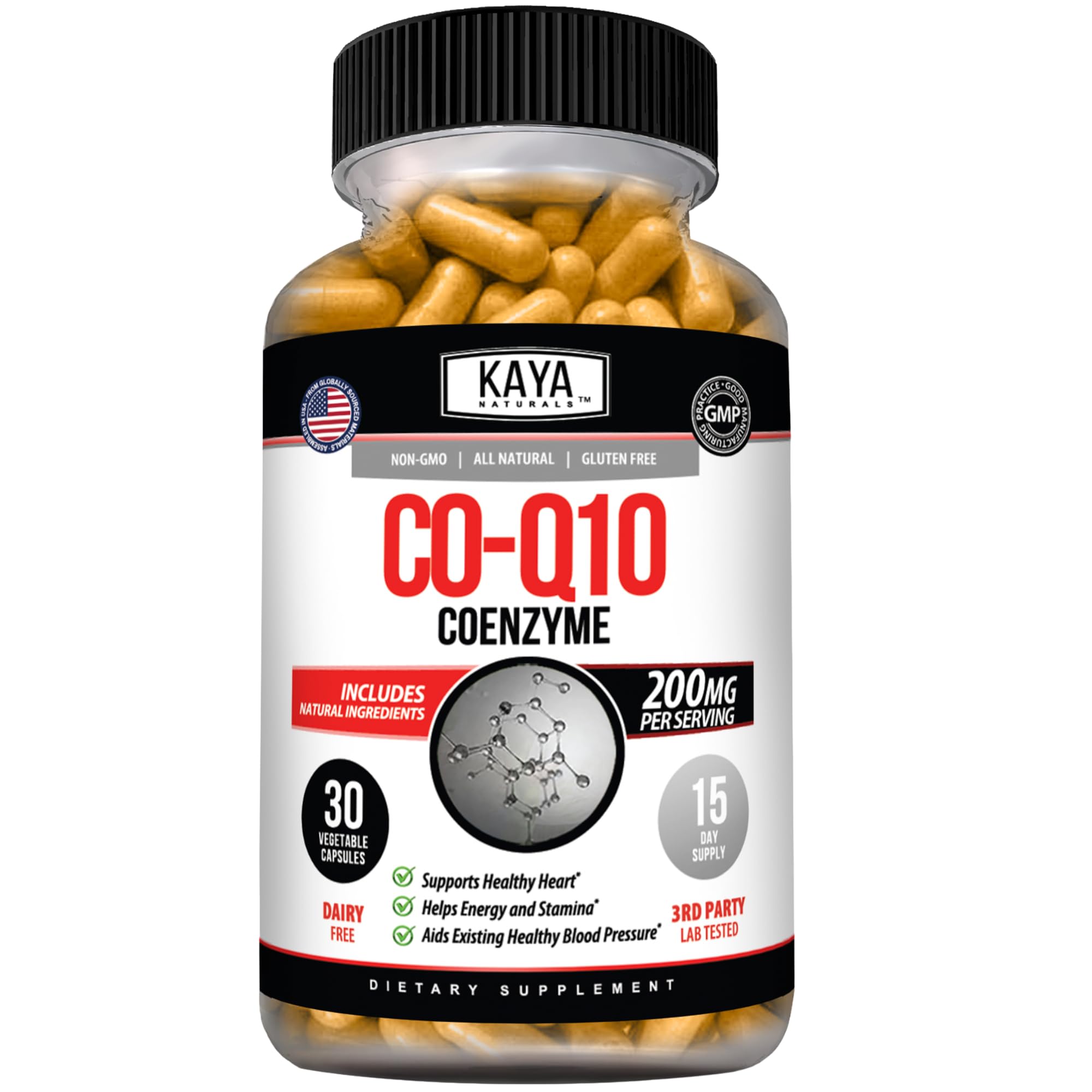 Kaya Naturals CoQ10 Power Antioxidant Supplement, 30 Veggie Capsules 30 Count (Pack of 1)