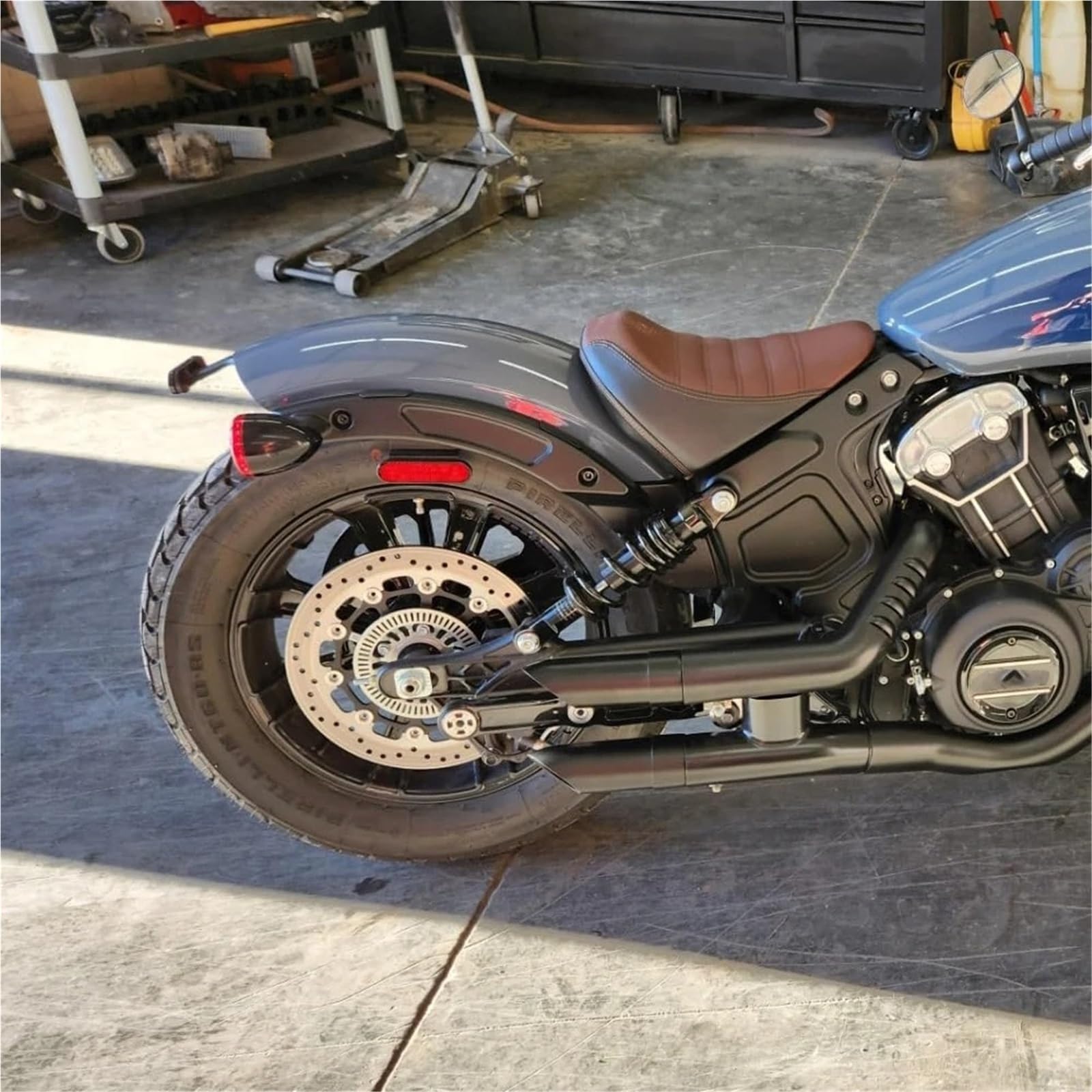 Motorrad-Auspuff Universal Slip on Für Indian Scout Bobber Sixty Für Rogue Twenty 2015-2023 Slip-On Short GP Slip Ons Schalldämpfer Mit DB Killer Schalldämpfer(Black No Muffler)