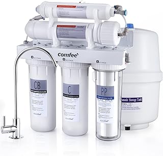 COMFEE’ 5-Stage Reverse Osmosis System, NSF Certified Water Filter for Under Sink, Easy DIY Installation, Ultra Safe Drinking Water Filtration System, Leak-Free RO System, Quiet Operation, 75 GPD