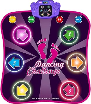 INSTOY Light Up Dance Mat for Girls Dance Toys for 4 5 6 7 8 9 10 Year Old Girl Gifts - Music Dancing Game Pad with 5 Game Modes & Wireless Bluetooth - Birthday Gifts for Girls Boys Age 3-10