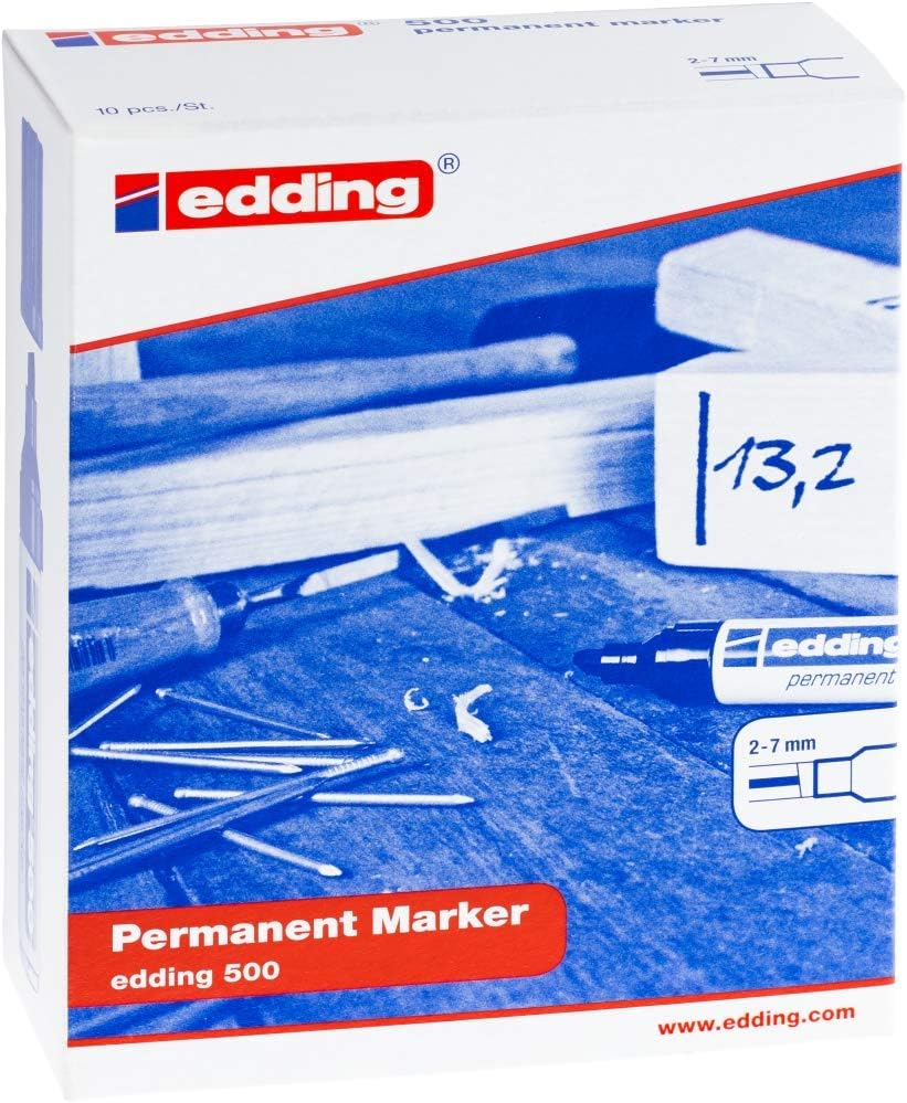 edding 500 Permanent Marker Chisel Tip 2-7mm Line Black (Pack Of 10)