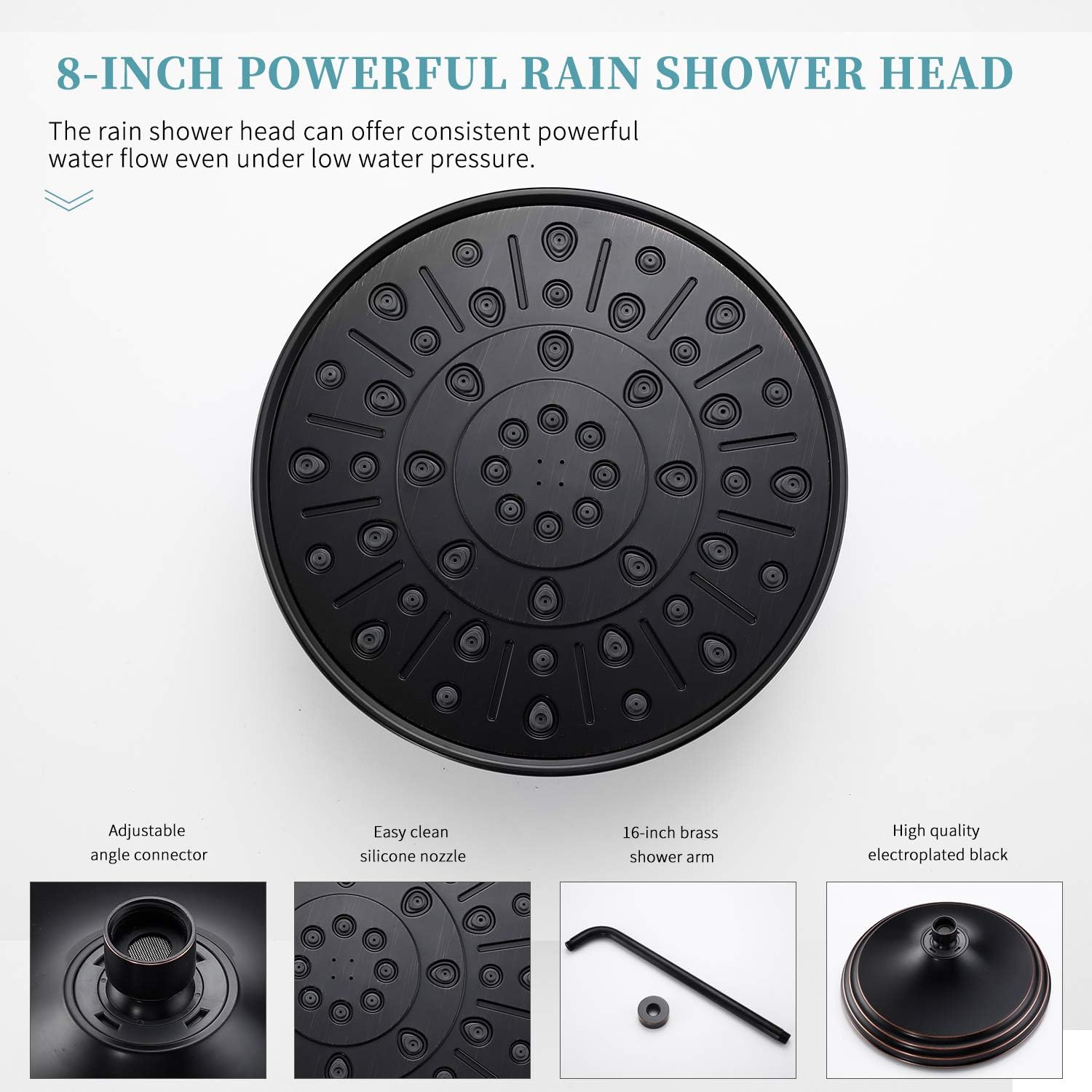 Top Brands GABRYLLY Shower System, Wall Mounted Shower Faucet Set for Bathroom with High Pressure 8 Inch Rain Shower head and 3-Setting Handheld Shower Head Set, Oil Rubbed Bronze (Rough in Valve Included)