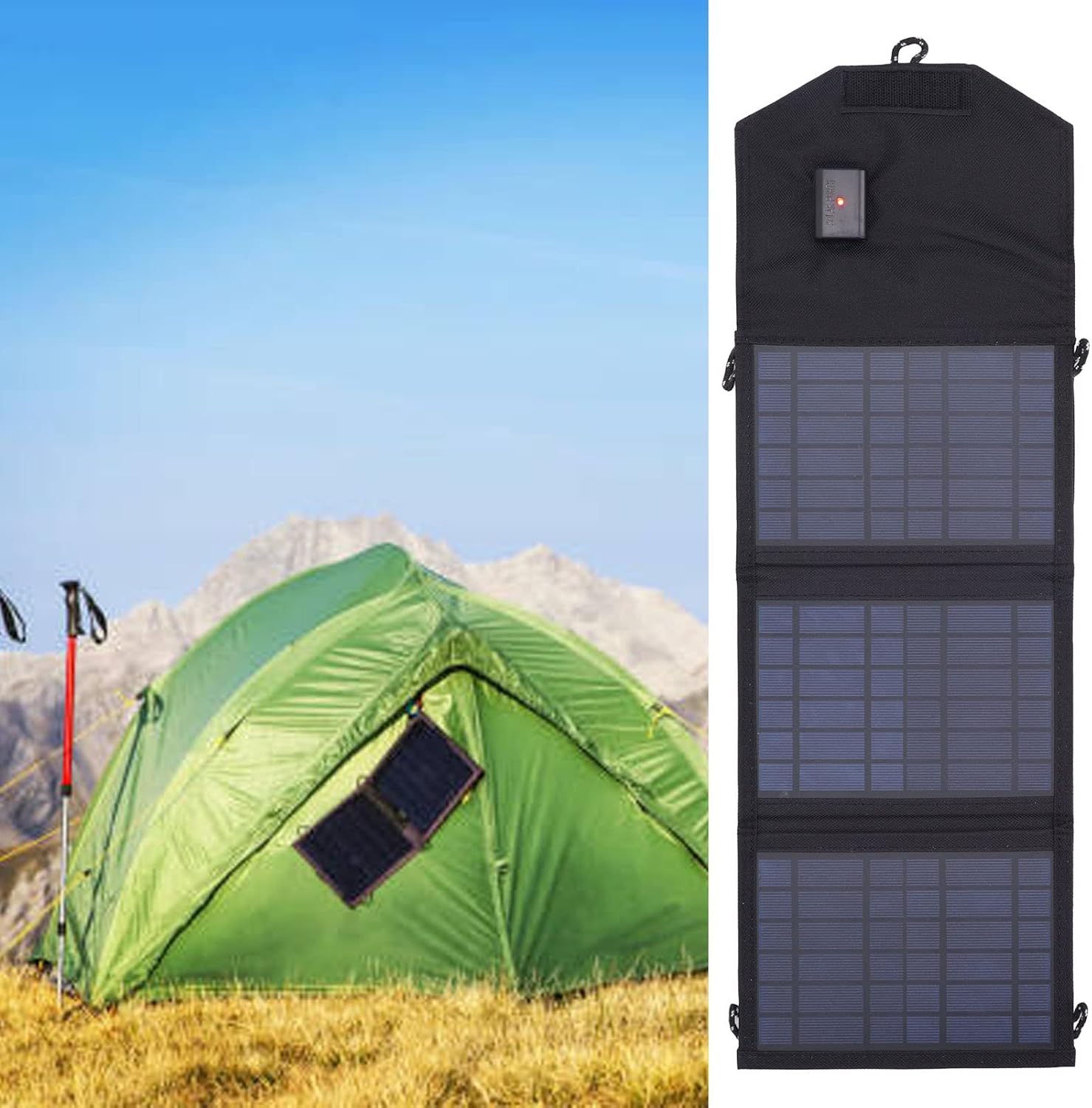 Solar Panel Charger Kit Foldable Portable 10.5W 5V USB Output Polysilicon Solar Cell for Outdoor Travel Camping Hiking ETFE Material Rainproof Cloth Bag Craft