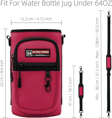 Miniatura 75 de NATURE PIONEOR Water Bottle Holder with Strap,Water Bottle Carrier Bag Sling Sleeve with Adjustable Shoulder Strap & Handle and Large Phone Pocket