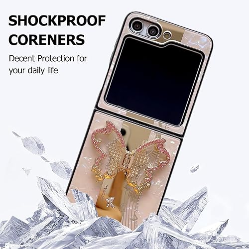 Miniatura 3 de Omio - Funda diseñada para Samsung Galaxy Z Flip 5 con soporte, bonito diseño de mariposa 3D con purpurina brillante, diseño de mariposa 3D, TPU