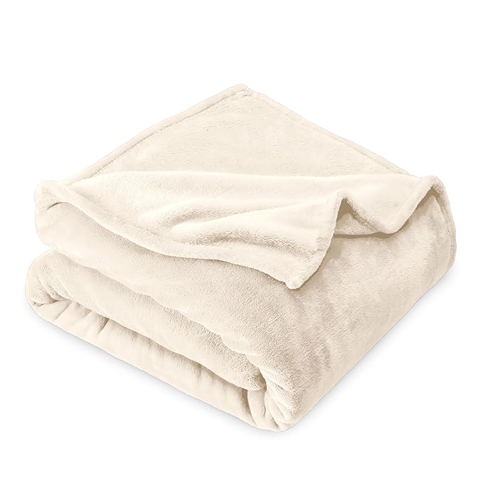 Bare Home Microplush Fleece Blanket - Ultra-Soft Twin/Twin Extra Long Blanket - Luxurious Fuzzy Warm Blanket - Cozy Lightweight Soft Blanket (Twin/Twin XL, Vanilla)