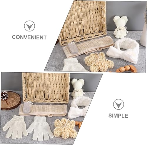 Miniatura 9 de GLEAVI 1 juego de baño de flores de baño, puf luffa luffa esponja para la espalda, esponja de baño, puf de baño, puf de forro polar coral, diadema