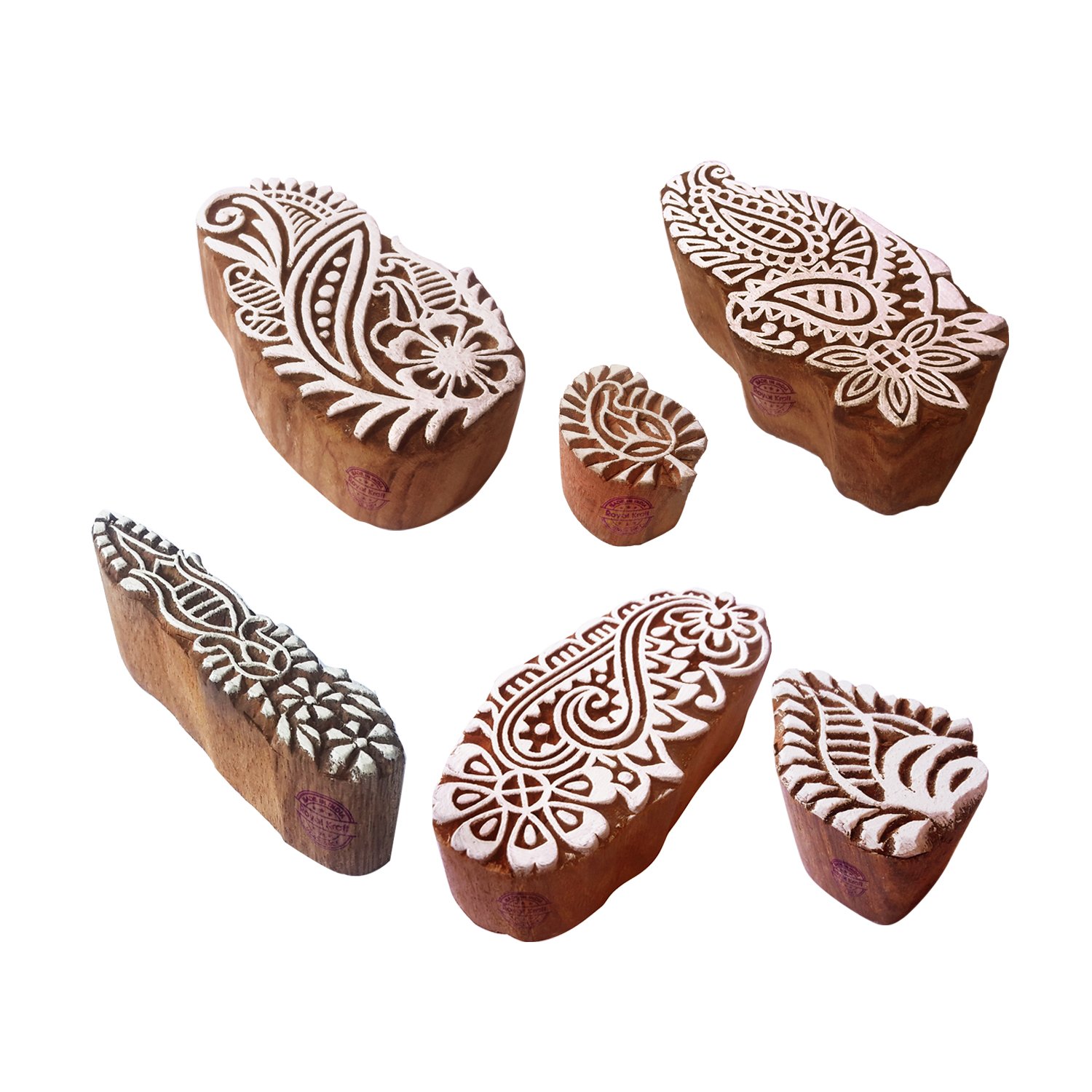 Tattoo Printing Blocks Beautiful Paisley Pattern Wooden Stamps (Set of 6) (B07DJLSNFL) Amazon Price History, Amazon Price Tracker