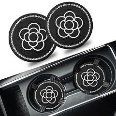 2PCS Bling Cup Coasters for Car PVC Anti Slip Car Coasters for Cup Holders Cute Flower Print Cup
