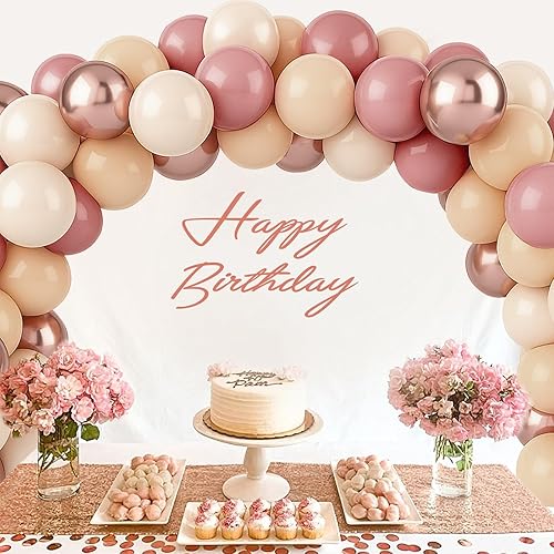 Miniatura 6 de Patimate Retro Blush Pink Balloons Set, 50 pcs 12 inch Metallic Rose Gold Dusty Pink Pastel Orange Nude Latex Balloons Kit for Birthday Bridal