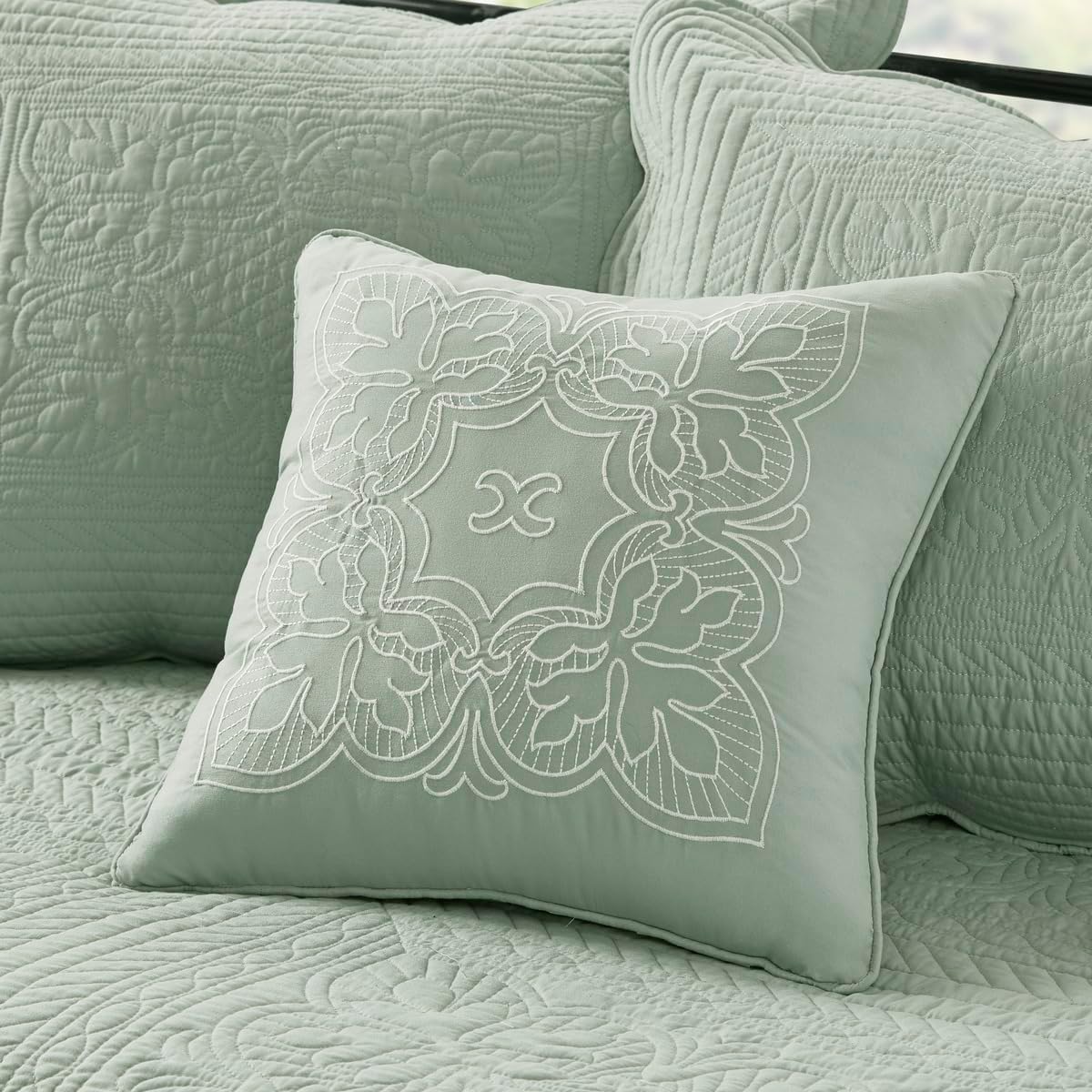 6 Pcs Reversible Scalloped Edge Daybed Cover Set Seafoam Daybed