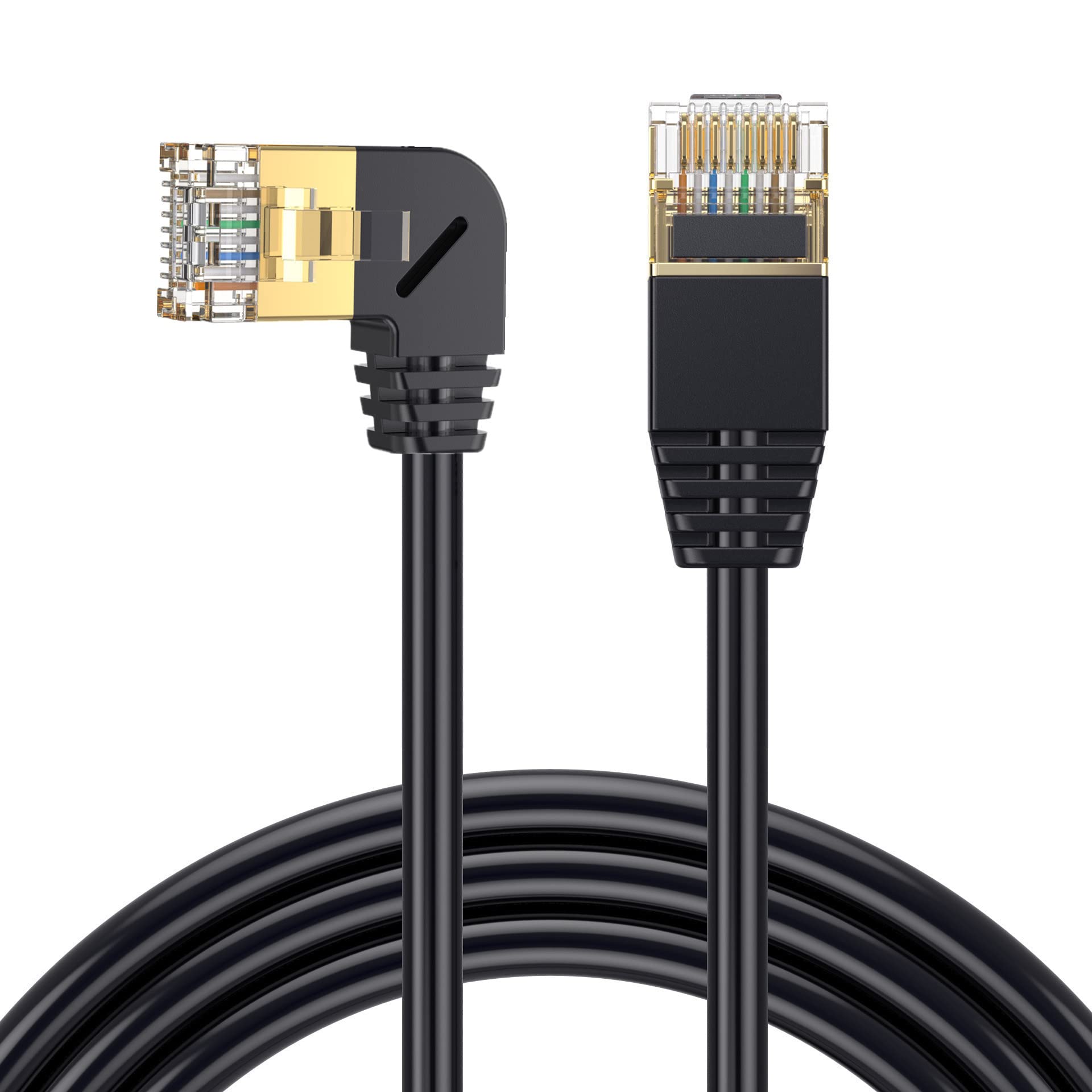 CABLESETC CAT8 Crystal head Gold-plated Slim Flexible high-speed CAT 8 network cable, 10 Gigabit 90 degrees angled bent, 2m, Black (LEFT) (B0BTT74KXZ) Amazon Price History, Amazon Price Tracker