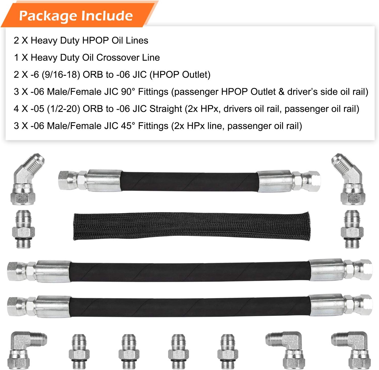 High Pressure Oil Pump HPOP Hoses Lines Kit & Crossover Line for 1999-2003 Ford 7.3L Powerstroke Diesel F250 F350 F450 F550 F650 F750 E350 E450 E550 Excursion YC3Z-9J323-E YC3Z-9J323-F F81Z-9J323-E