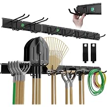 48" Garage Tool Organizer Wall Mount - 500lbs Garden Tool Organizer with Adjustable Hooks, Heavy Duty Metal Garage Storage Rack