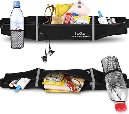 Vista 3 de Cangurera deportiva delgada para correr para mujeres y hombres, riñonera reflectante al aire libre, cinturón de corredor, cremallera impermeable