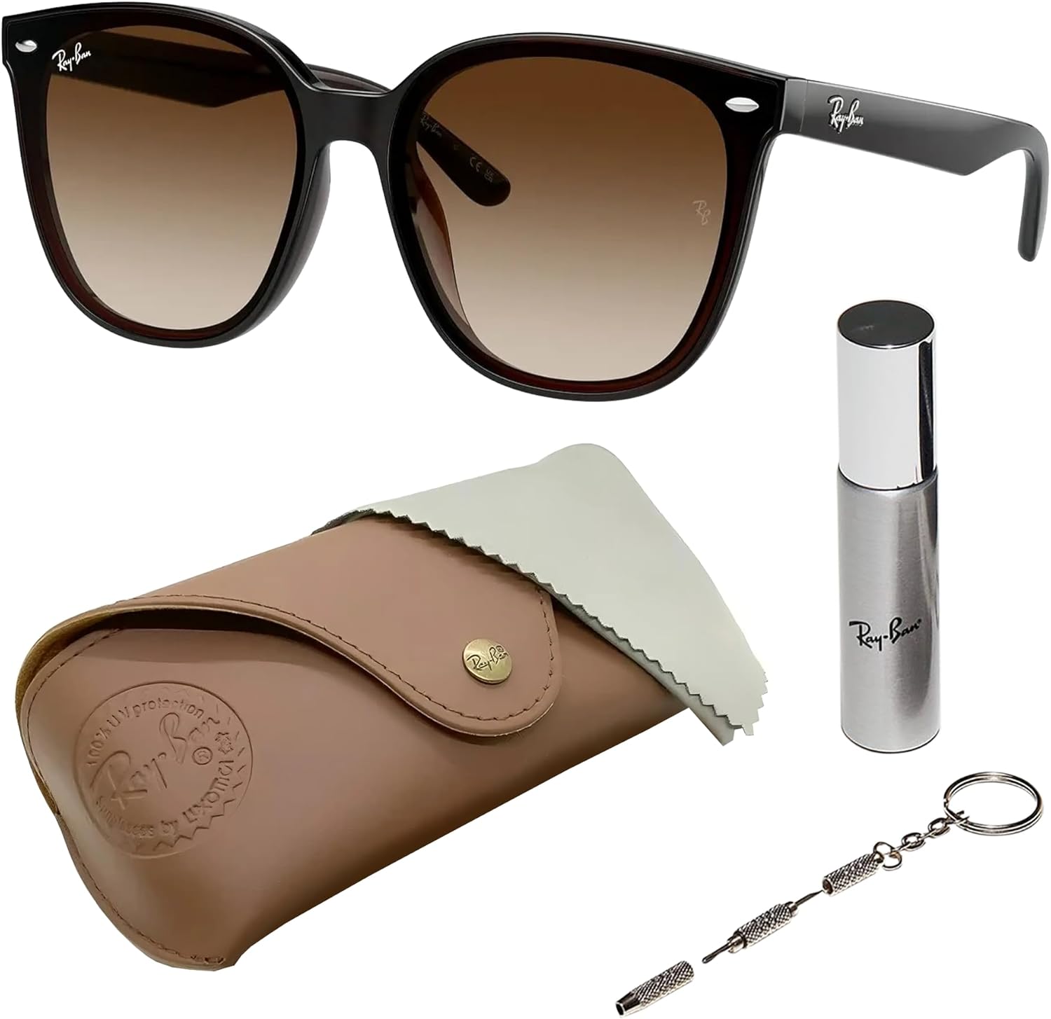 Ray-Ban RB4423D Square Shaped Sunglasses for Men & Women with Official RAYBAN Eyewear Kit