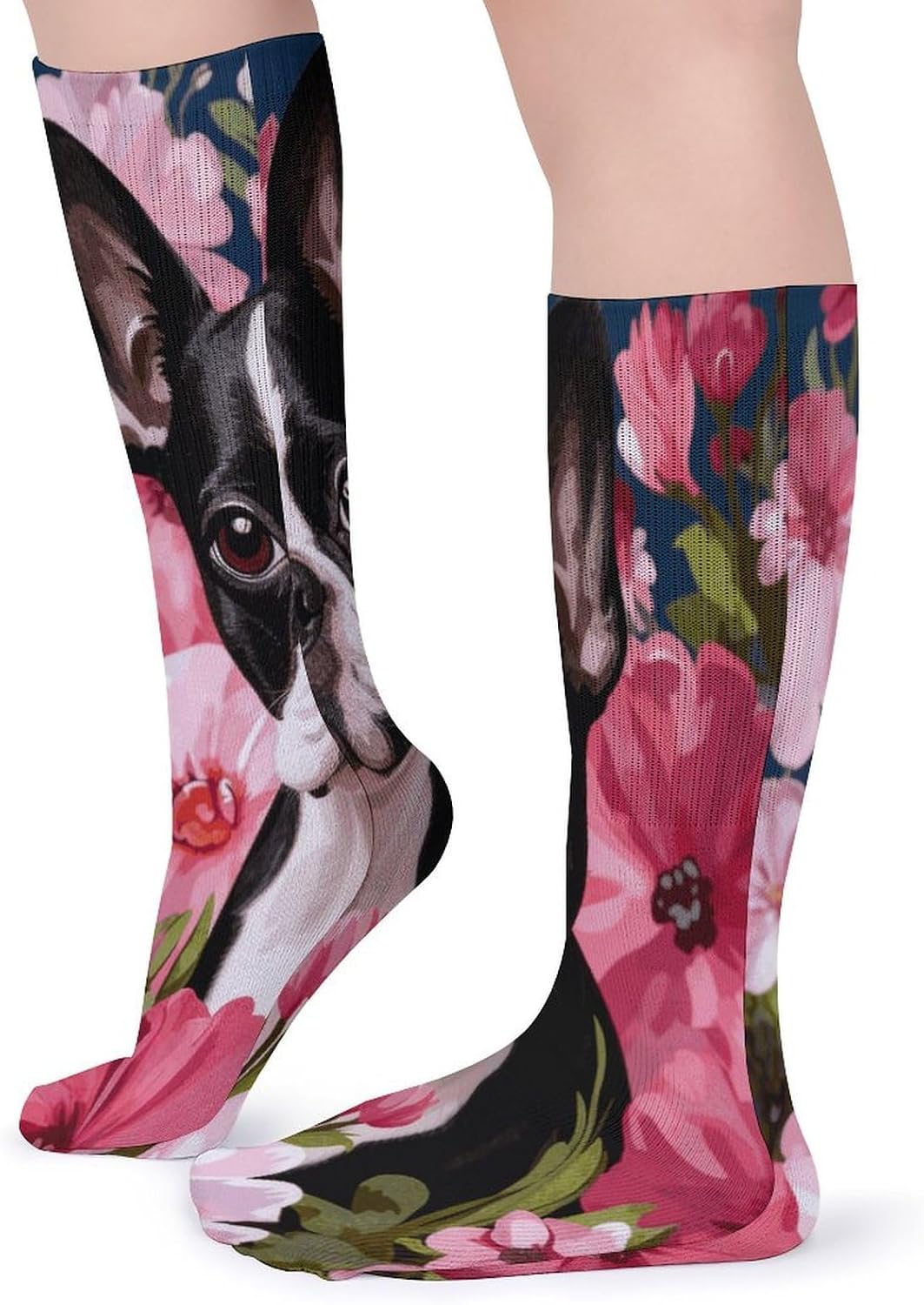 French Bulldog Crew Socks Casual Breathable Calf Socks | Cushion Running Athletic Socks Long Performance Breathable Sports Socks for Women Men