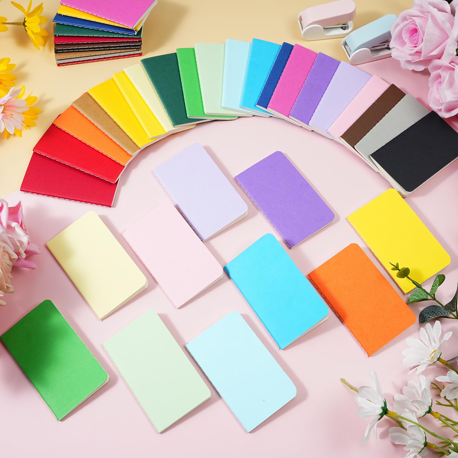Harloon Lot de 100 petits carnets de notes lignés de poche 10,2 x 6,3 cm pour l'école, les enfants, les étudiants, les voyageurs, les hommes et les femmes, 30 feuilles et 60 pages (multicolore)