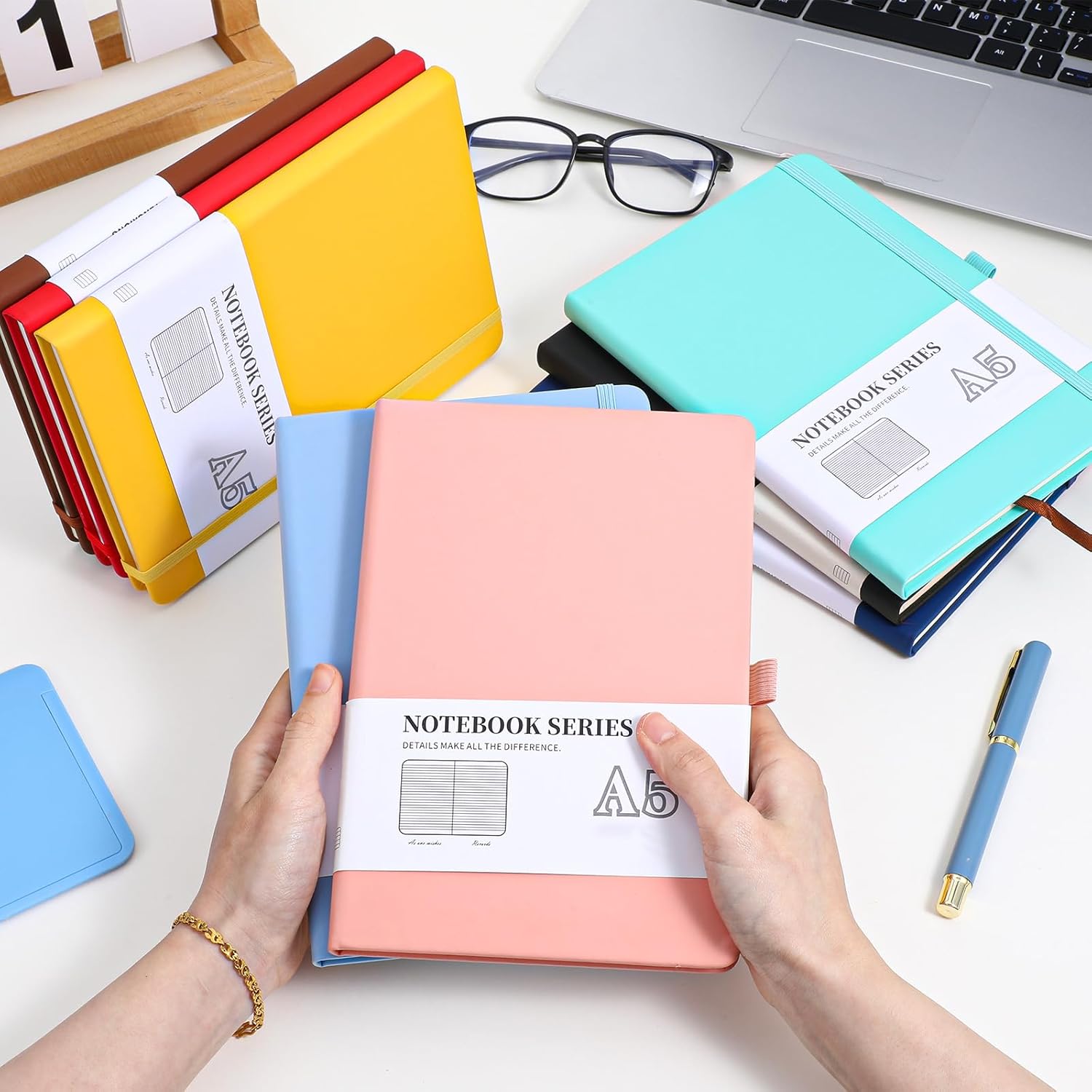 8 Pack Hardcover Lined Journal Notebooks, A5 Composition Executive Notebooks for Work, 5.5 x 8.3 inch,100 Pages, Classic College Ruled Notebook for Writing/Work/Travel/College (Assorted Color)      Unknown Binding