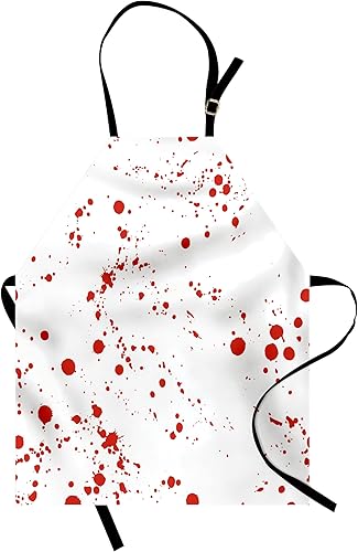 Miniatura 1 de Ambesonne Delantal de Halloween, babero de cocina unisex con cuello ajustable para cocinar jardinería, Rosado y blanco