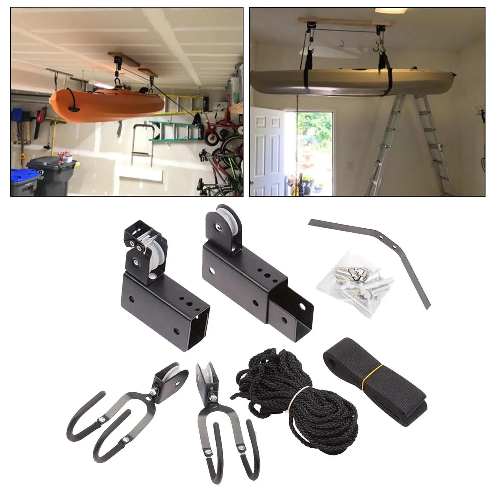 Kajak-deckenlift Kajak-Hebezeug for die Garagen-Deckenlagerung, for Aufhängen an der Decke, Fahrrad-Hebe-Flaschenzugsystem Garagen-lagerlift