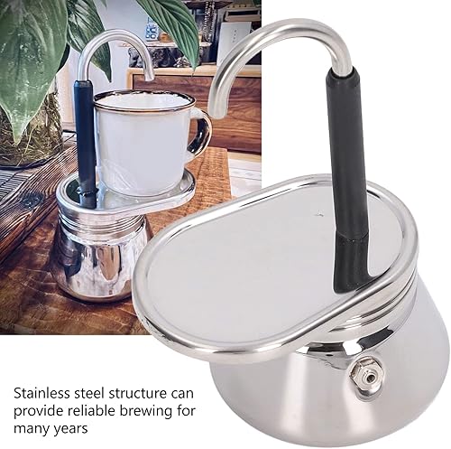 Miniatura 2 de Moka - Olla portátil de acero inoxidable con boquilla única, cafetera italiana, ligera, de inducción, clásica para estufa de café expreso, para