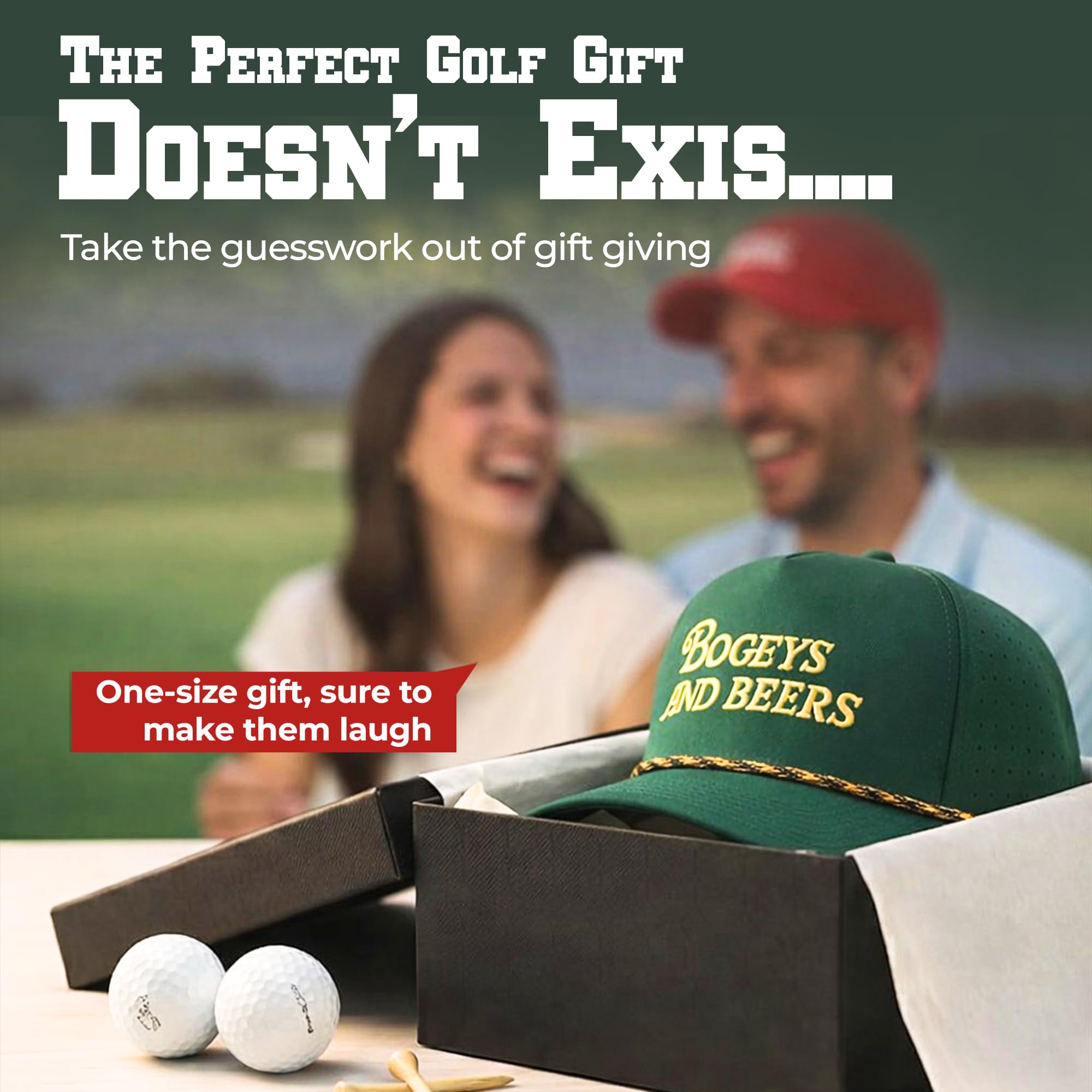 Bogeys and Beers Lustige Golfmütze – Golfmützen für Herren, leistungsstarke, atmungsaktive Seil-Snapback-Kappe, Golf-Geschenke für Männer, Grün , 0