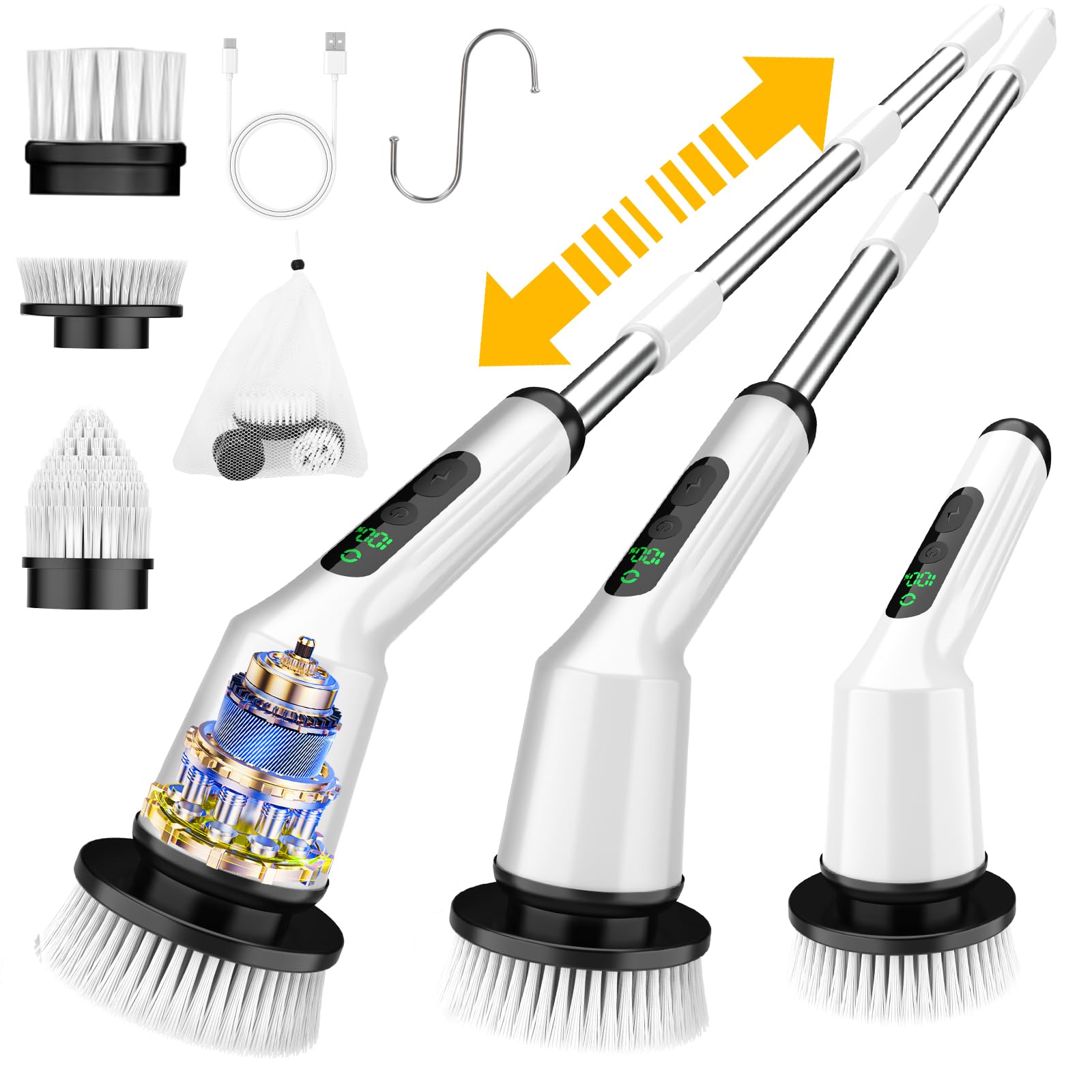 Brosse à récurer électrique rotative pour nettoyer facilement la douche, la baignoire et le carrelage