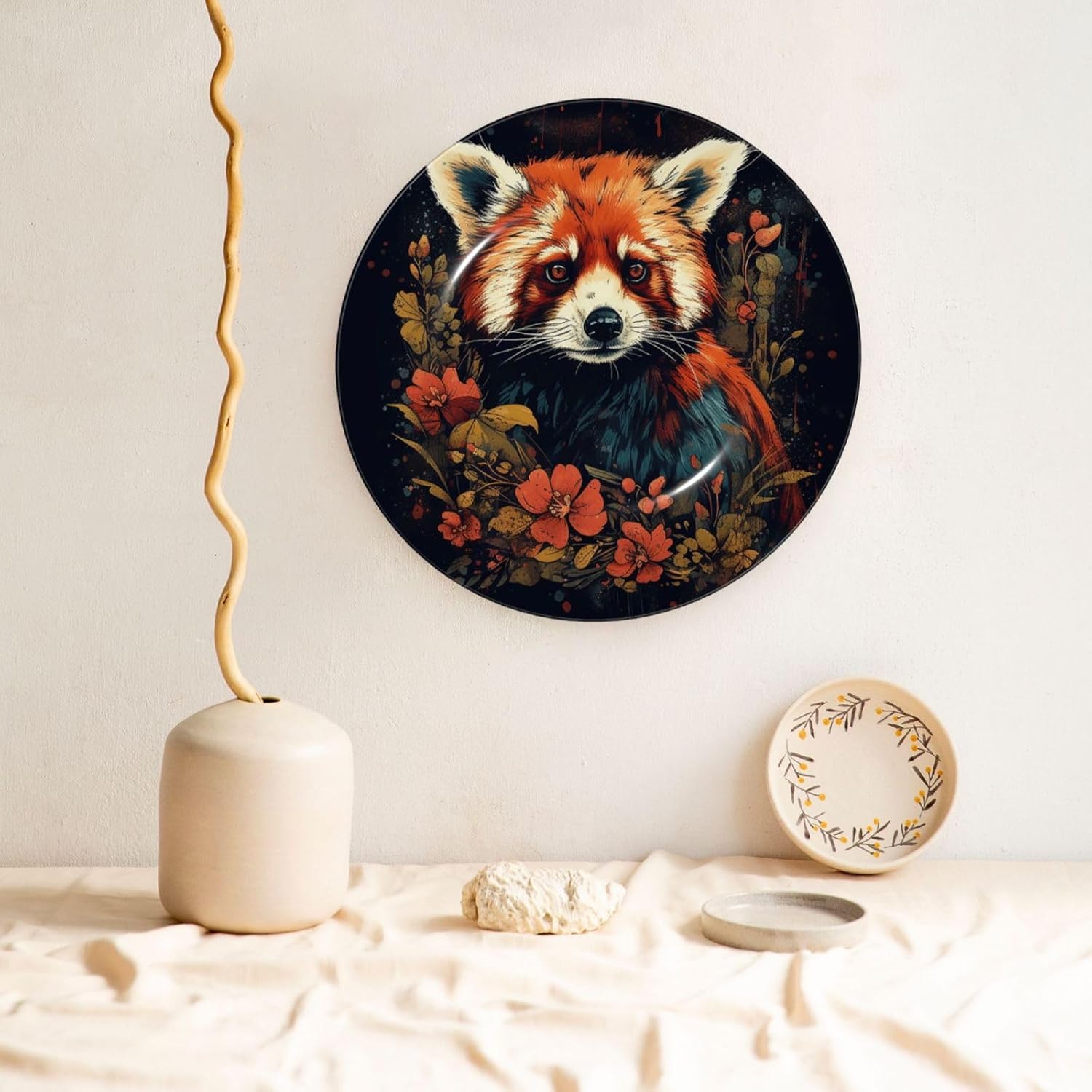 Decorative Plate Art Crafts Bone China Decorative Plate with Display Rack Souvenir Wall Decor Ceramic Ornaments Dinner Plates Ceramic Decoratives Plates for Home Office 10in