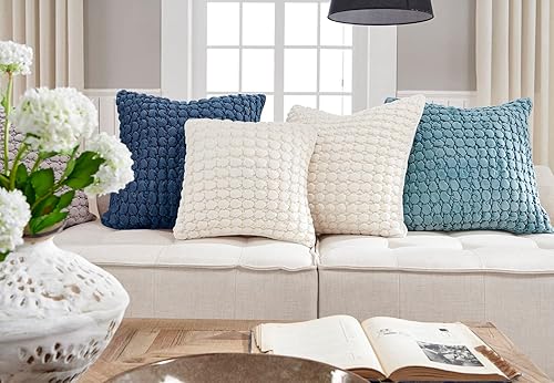 Vista 77 de Juego de 2 fundas de almohada bohemias de 18 x 18 pulgadas, fundas de almohada decorativas de estilo rural de terciopelo, fundas de cojín cuadradas