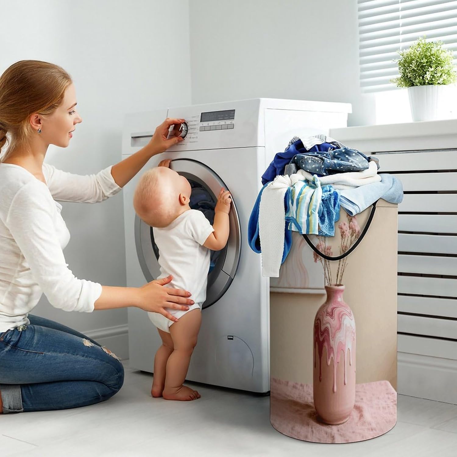 Liquify PrintKakio Pink Laundry Hamper Fashion Dirty Laundry Hamper Portable Laundry Hampers with Handles Lightweight Large Clothes Storage Basket for Bedroom Bathroom