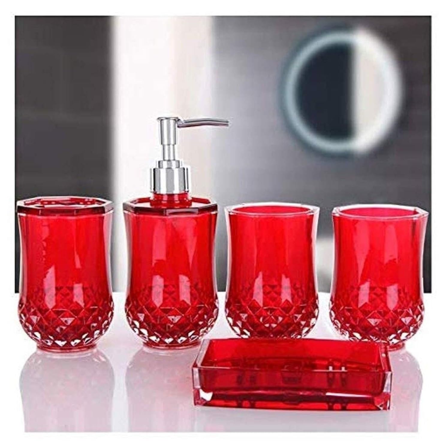 Dispensador Jabón Set Dispensador De Jabón Juego De Baño De 5 Piezas 1 Dispensador De Jabón 1 Soporte para Cepillo De Dientes 2 Vasos para Dientes Y 1 Jabonera Baño Accesorios