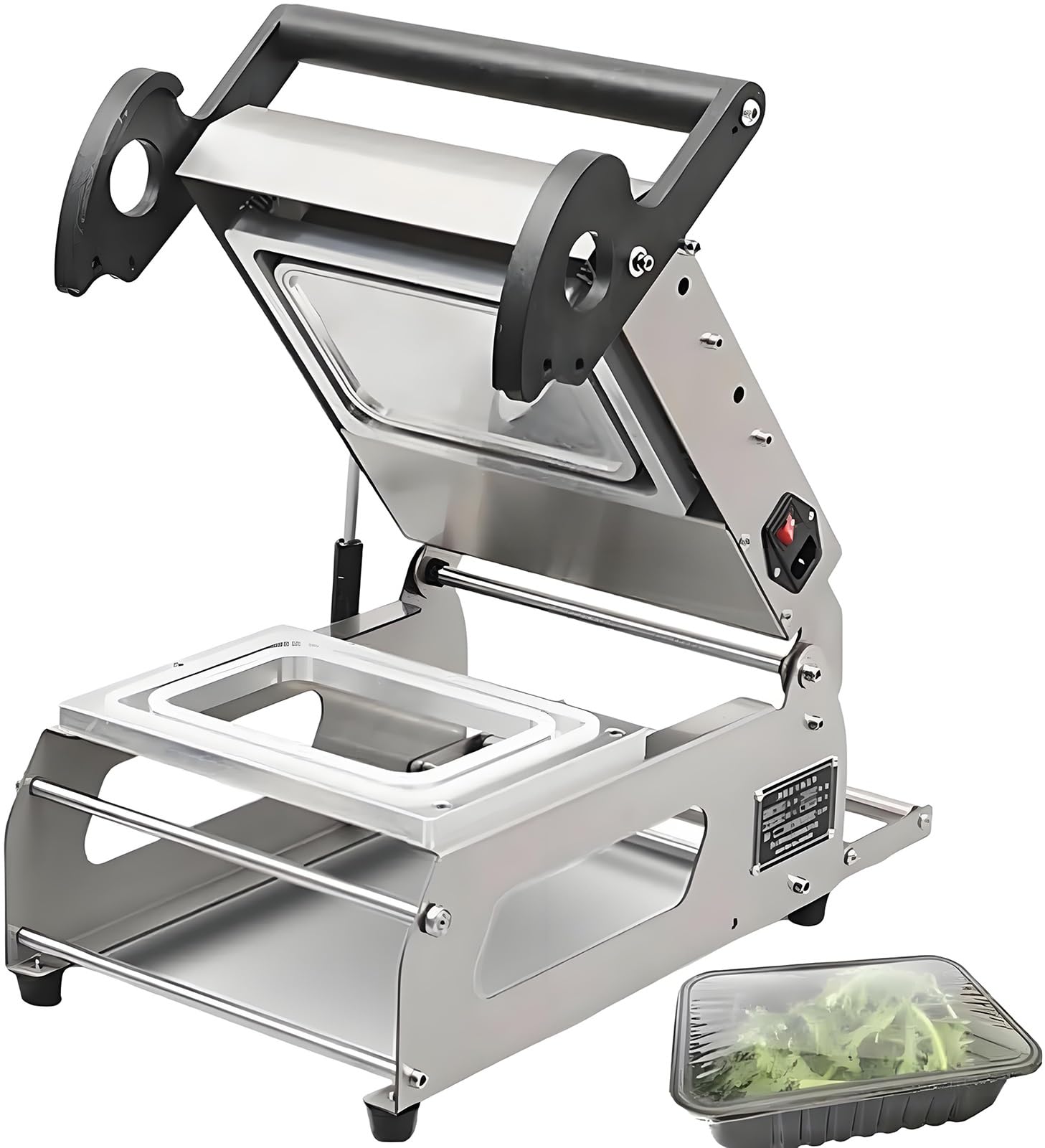 ASerZenith Commercial Food Heat Sealer Machine, Manual Sandwich Tray Heat Sealing Machine, Takeaway Box Hand Pressure Food Packaging Machine, 7~8 Times/Minute