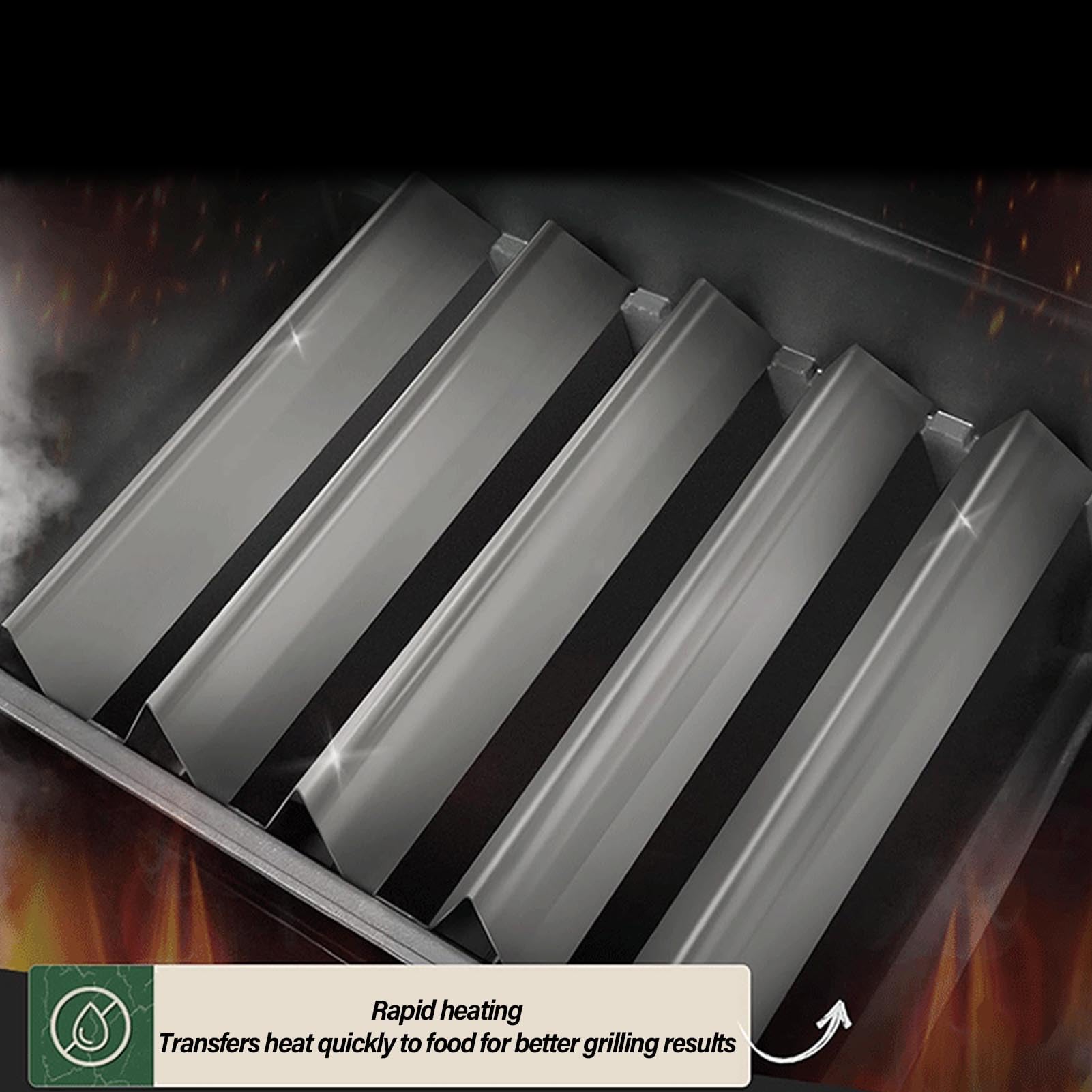 Juego de Barras de Sabor a Parrilla de Acero Inoxidable 304, Reemplazo de Placa de Calor de Ajuste Preciso para Parrillas E310 S310, 5 Piezas, Fácil Instalación para Cocineros Domésticos