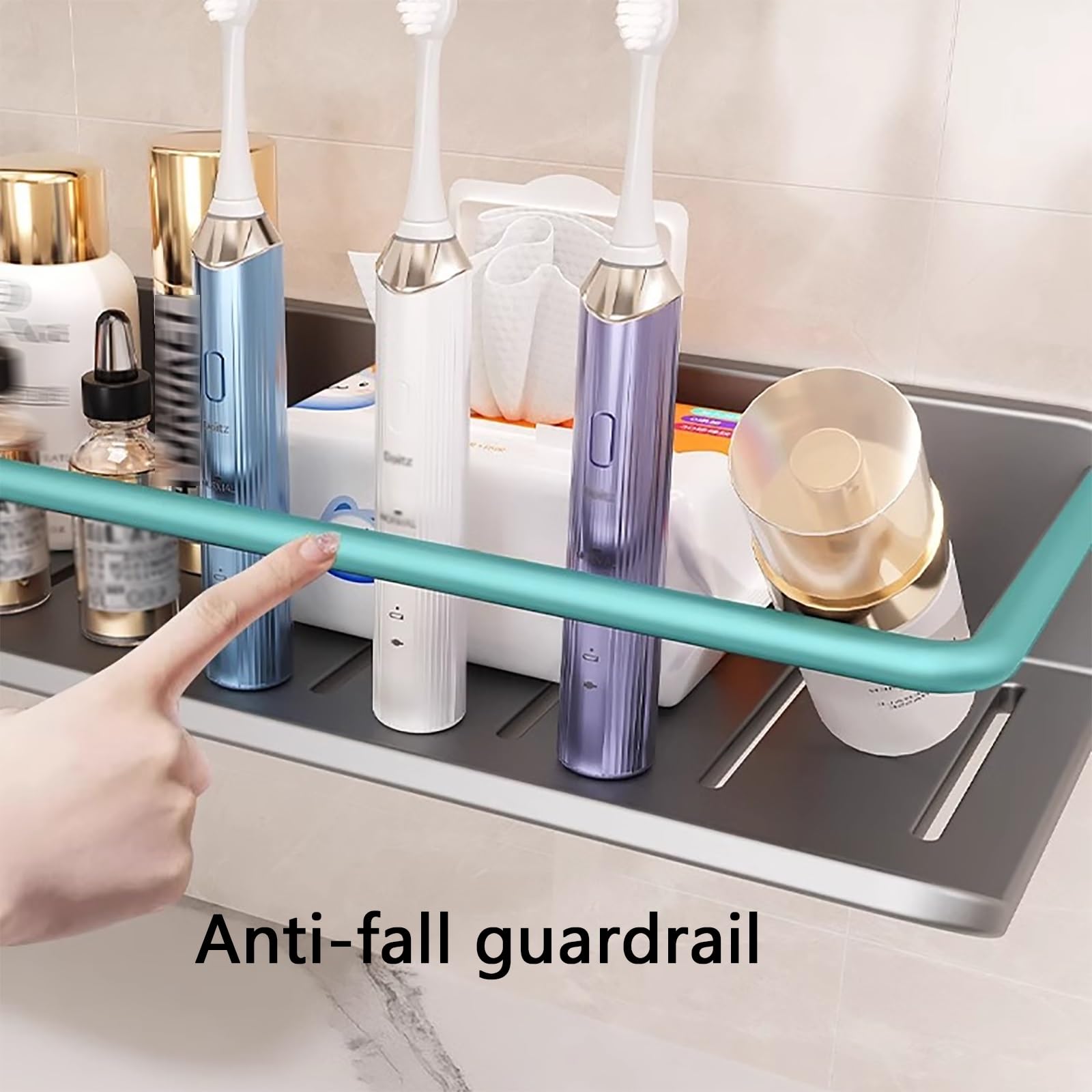 Waschbeckenablage Ohne Bohren, Bad Ablage Über Waschbecken, Stabil, Tragfähig, mit Gutem Wasserablauf, für Küche und Bad(Black,60cm/23.6in)