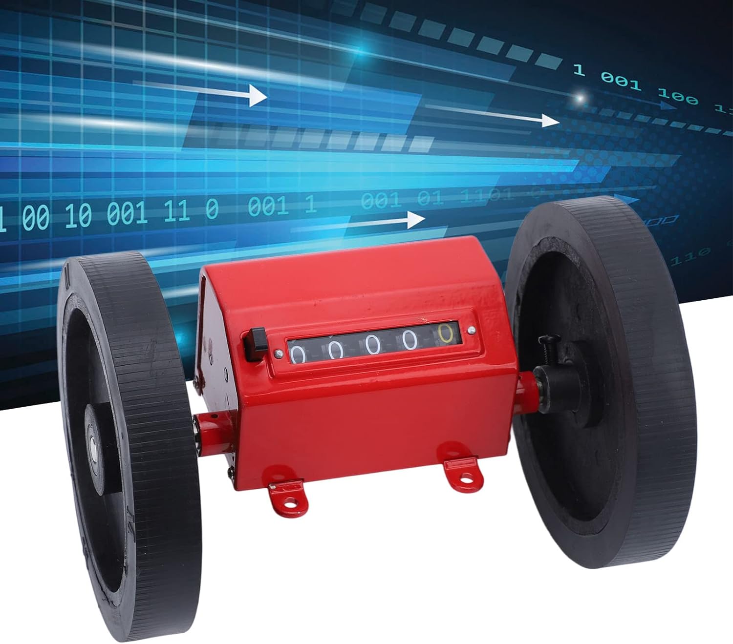 Rolling Meter Counter Z96 F, 5 Digits Mechanical Length Counter with Rust Free Stainless Steel Shell, Roller Type Length Counter for Leather, Plastic Film, Weaving, Rubber Wheel fo