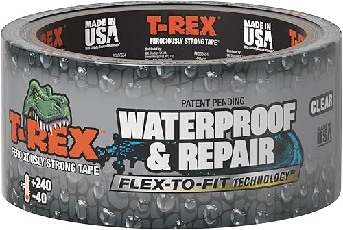 T-REX Brand Waterproof and Pool Repair Tape, 1.88 in x 30 Ft, Clear, 1 Roll