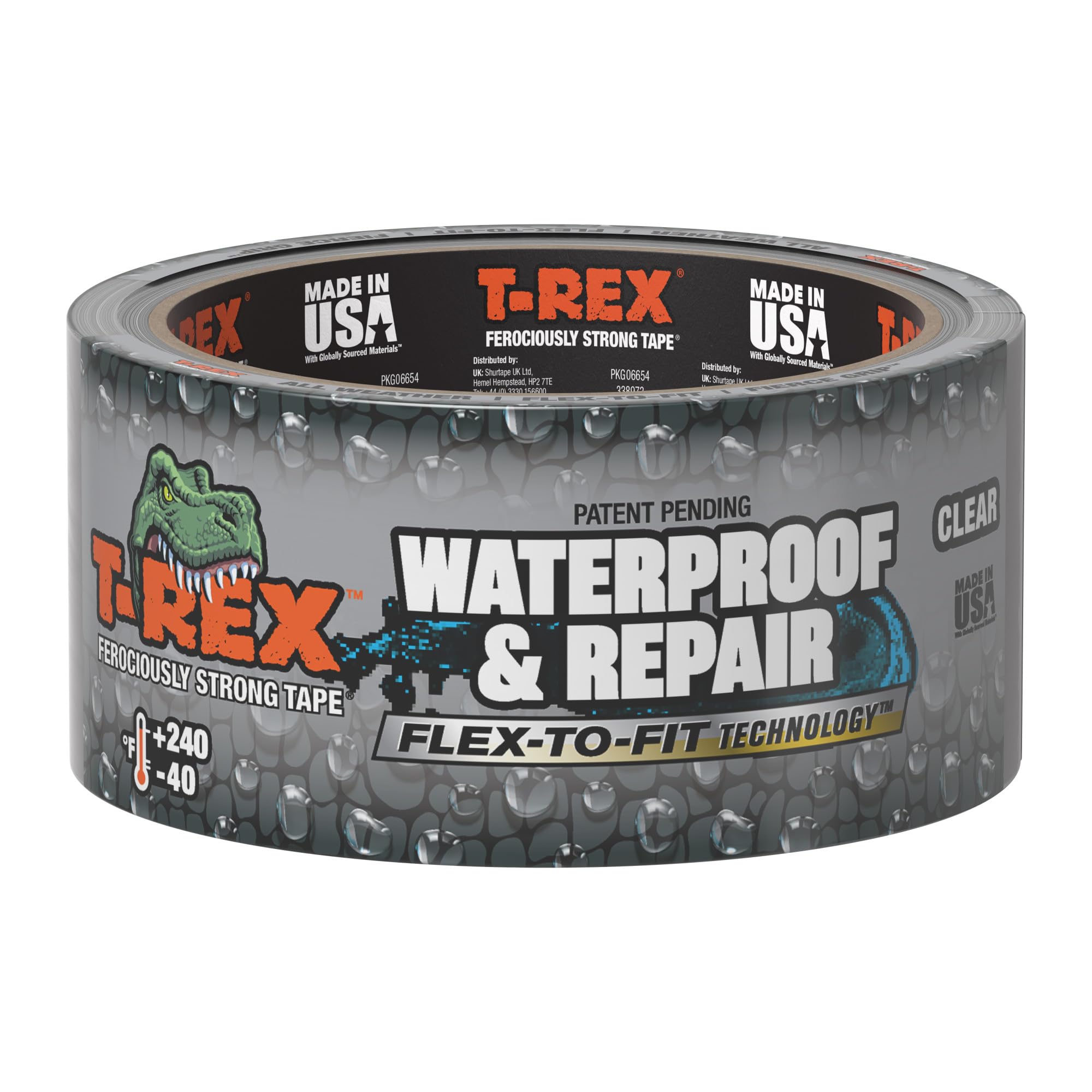 T-Rex Cinta impermeable y de reparación de piscinas, no necesita kit, permanente, funciona bajo el agua, se adhiere a superficies húmedas, transparente, 1.9 pulgadas x 30 pies (paquete de 1)