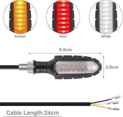 Miniatura 9 de Kinstecks 4 indicadores de motocicleta, luces intermitentes que fluyen, indicadores de giro de motocicleta, luces de circulación diurna, luces