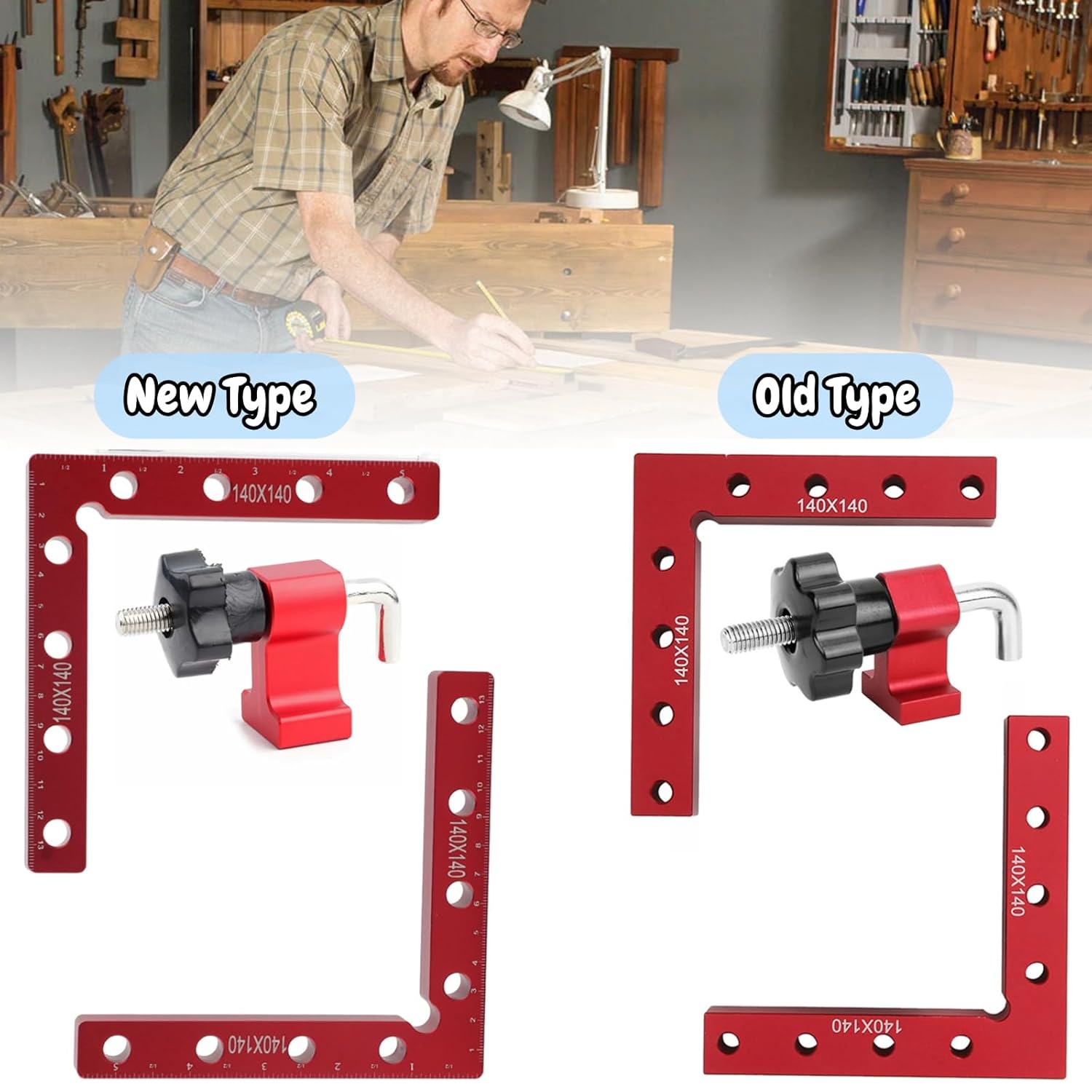 90 Degree Corner Clamp for Woodworking, 90 Degree Positioning Squares Right Angle,Aluminum Alloy L Type Woodworking Tools with Precise Angles for Carpentry, DIY Projects and Framing Tasks (140x140mm)