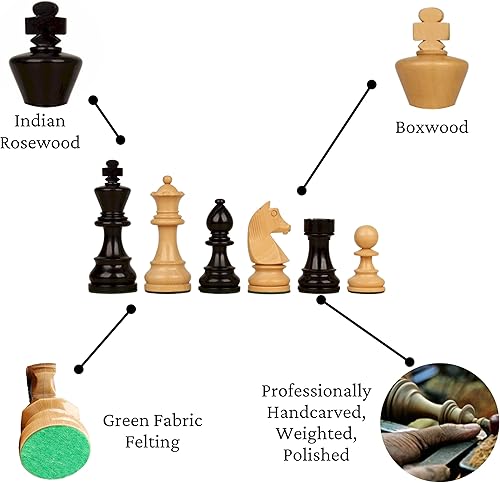 Miniatura 3 de Hastha Kalalu  Juego de ajedrez oficial de Tournament Staunton Style Juego de ajedrez de madera de lujo de caballero alemán, piezas de ajedrez